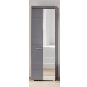 Amanda Wardrobe In Grey High Gloss With 1 Mirror Door