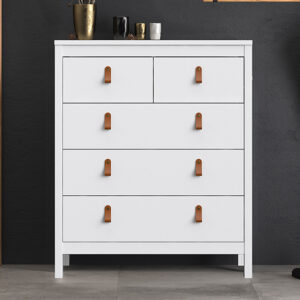 Barcila Chest Of Drawers In White With 5 Drawers