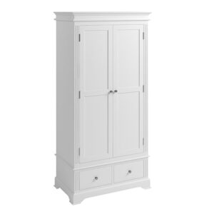 Belton Wooden 2 Doors 1 Drawer Wardrobe In White
