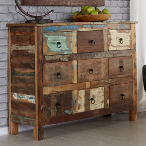 Coburg Wooden Chest Of Drawers In Vintage Oak With 9 Drawers