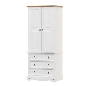 Consett White Wardrobe With 2 Doors And 3 Drawers