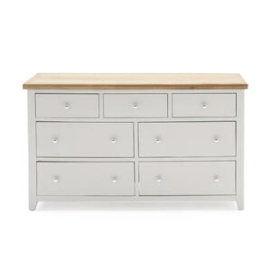 Ferndale Large Wooden Chest Of Drawers In Grey With Oak Top