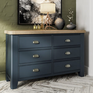 Hants Wooden Chest Of 6 Drawers In Blue