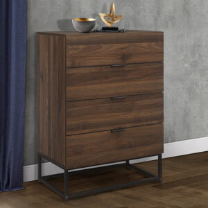 Houston Wooden Chest Of 4 Drawers In Walnut