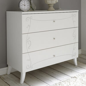 Lerso Wooden Chest Of Drawers In Serigraphed White
