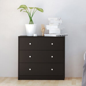 Maiton Wooden Chest Of 3 Drawers In Black