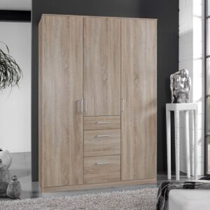 Marino Wardrobe In Oak Effect With 3 Doors And 3 Drawers