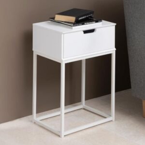 Mulvane Wooden 1 Drawer Bedside Table In White