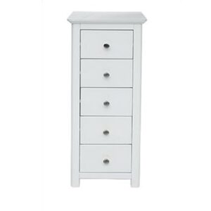Newham Glass Top Narrow Chest Of Drawers With 5 Drawers