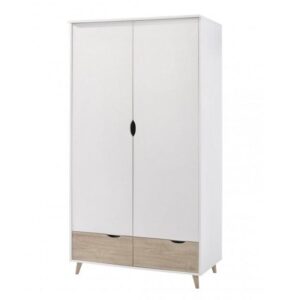 Selkirk Wardrobe In White And Sonoma Oak With 2 Doors