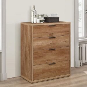 Silas Chest Of Drawers In Rustic Oak Effect With 4 Drawers