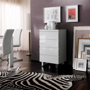 Sydney Chest Of Drawers in High Gloss White With 4 Drawers