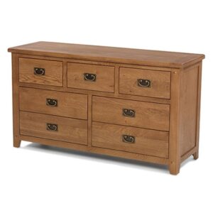 Velum Wide Chest Of Drawers In Chunky Solid Oak With 7 Drawers