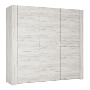 Alink Large Wooden 3 Doors Wardrobe In White