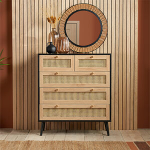 Celina Wooden Chest Of 5 Drawers In Black