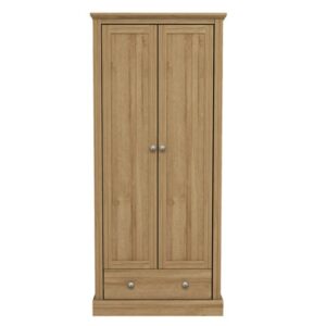 Devan Wooden Wardrobe With 2 Doors And 1 Drawer In Oak