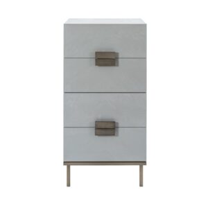 Lucy Wooden Chest Of 4 Drawers Tall In Grey Oak