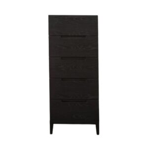 Ogen Wooden Chest Of 5 Drawers Narrow In Black