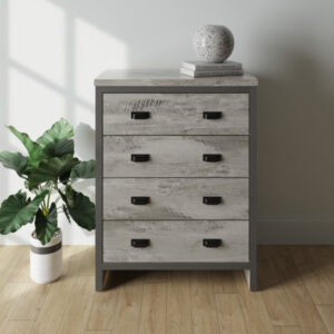 Balcombe Wooden Chest Of 4 Drawers In Grey