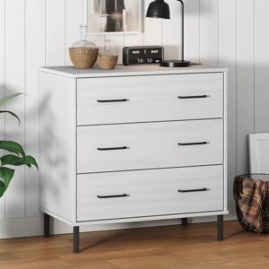 Byron Solid Pine Wood Chest Of 3 Drawers In White