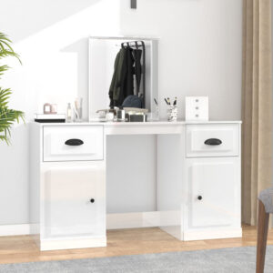 Ryker High Gloss Dressing Table With Mirror In White
