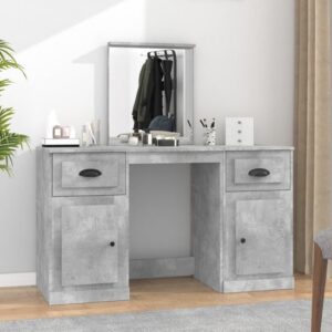 Ryker Wooden Dressing Table With Mirror In Concrete Effect