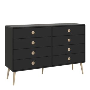 Strafford Wooden Chest Of 8 Drawers Wide In Black