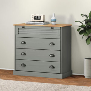Vega Pinewood Chest Of 4 Drawers In Grey