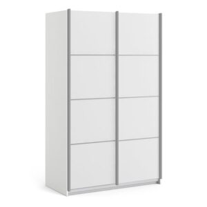 Vrok Sliding Wardrobe With 2 White Doors 2 Shelves In White
