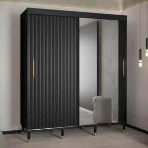 Adel II Mirrored Wardrobe With 2 Sliding Doors 180cm In Black