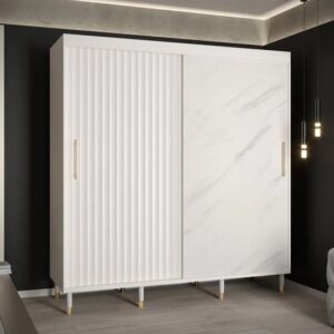 Adel Wooden Wardrobe With 2 Sliding Doors 200cm In White