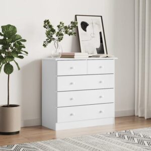 Albi Solid Pinewood Chest Of 5 Drawers In White