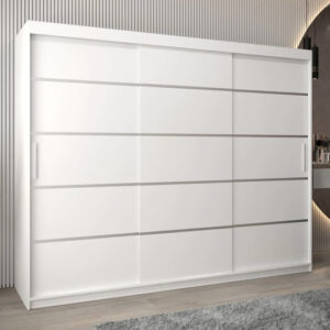 Vevey I Wooden Wardrobe 3 Sliding Doors 250cm In White