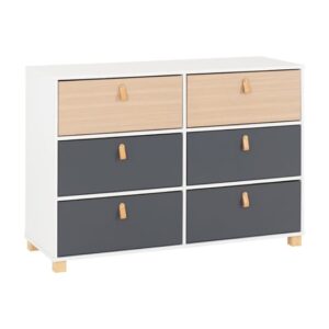 Batam Wooden Chest Of 6 Drawers In Oak Effect And Grey