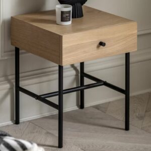 Axamer Wooden Bedside Table With 1 Drawer In Natural