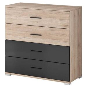 Basalt Wooden Chest Of 4 Drawers In San Remo Oak