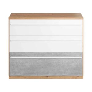 Peoria Kids Chest Of 3 Drawers In White And Concrete Effect