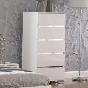 Helena High Gloss Chest Of 5 Drawers Narrow In White