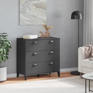 Widnes Wooden Chest Of 3 Drawers In Anthracite Grey