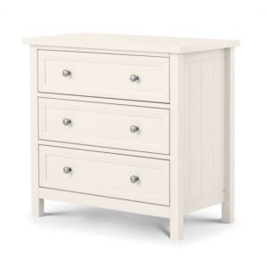 Madge Wooden Chest Of Drawers In White With 3 Drawers