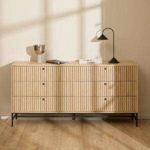 Attica Wooden Chest Of 6 Drawers In Oak And Matt Black