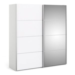 Reck I Mirrored Wardrobe With 2 Sliding Doors In White