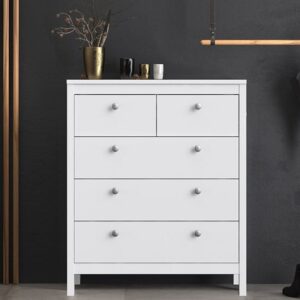 Macron Wooden Chest Of 5 Drawers In White