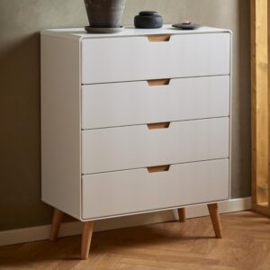 Lincoln Wooden Chest Of 4 Drawers In White And Oak